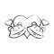 Figure cute frog couple animal with hearts design