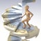 Figure on euro coin stairs