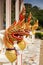 Figure of golden Naga (Dragon) in Thai temple