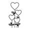 figure heart balloons trees icon