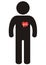 Figure and heart, healthcare, vector icon, black silhouette