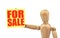 Figure holding a sale announcement