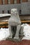 The figure of a lion guarding the entrance of the Yuzhno-Sakhalinsk Museum of Local Lore.