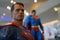Figure model superhero character of Superman from DC movies, Realistic actor Henry Cavill, Toy exhibition show.