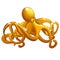 The figure of the octopus made of gold isolated on white background. Vector cartoon close-up illustration.