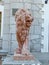 The figure of one of the lions in front of the main entrance to the Yusupov Palace