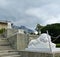 Figure of one of the lions in front of the southern facade of the main building Alhambra Alupka Vorontsov Palace