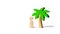 The figure of the person costs under a wooden palm treeon an isolated background. Vacation or trip. Stuck on a desert island