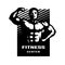 The figure of a posing athlete. Fitness center, logo, emblem. Vector illustration.