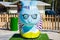 The figure of a rabbit with a foreground in blue and glasses on his face . Beautiful Easter decoration