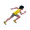Figure of a running black female sprinter at the start in summer sportswear