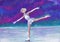 The figure skater carries out the sports swallow element. Children`s drawing