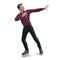 Figure skater on white. Front view. 3D illustration