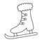 Figure skates. Sketch. Lace-up boot. Ice skating shoes. Vector illustration. Doodle style. Coloring book for children. Outline on