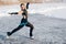 Figure skating woman at the frozen lake