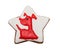Figure star, gingerbread, covered white and red glaze with dog