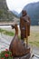 The figure of a viking boat carved from wood. Gudvangen. Norway