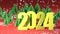 Figures 2024 and Christmas tree on red background