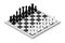 Figures on chessboard isometric illustration