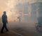 Figures draped in smoke during the annual festival of Las Fallas