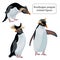 Figures of a southern american rockhopper penguin standing, leaning, raising wings