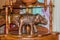 Figurine, elephant toy made of metal and wood