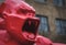 A figurine of Red Gorilla in London united kingdom art statue