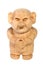 Figurine of a Troll carved from beech. Fairytale character. Front view. Old decorative toy. Isolated on a white