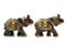 Figurines of indian elephants on a white background