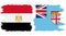 Fiji and Egypt grunge flags connection vector