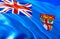 Fiji flag. 3D Waving flag design. The national symbol of Fiji, 3D rendering. National colors and National flag of Fiji for a