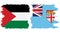 Fiji and Palestine grunge flags connection vector