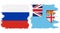 Fiji and Russia grunge flags connection vector