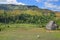 A Fijian bure on the right overlooking the valley of Navala, a village in the Ba Highlands of northern central Viti Levu, Fiji