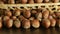 Filbert nuts. Placer in a wicker basket, close-up