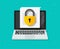 File access secure to confidential document online on laptop computer pc vector flat icon, digital web privacy