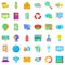 File database icons set, cartoon style