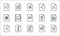 File and document outline line icons. linear set. quality vector line set such as document, choices, refresh, settings, edit,