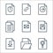 file and document outline line icons. linear set. quality vector line set such as search, folder, download, save, mail, copy,