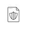 File, document, shield icon. Simple line, outline  of icons for ui and ux, website or mobile application