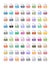 File extension flat vector icons. Archive, vector, audio, image, system, document formats