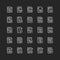 File extensions chalk white icons set on black background