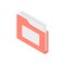File folder with documentation isometric icon. Red storage form with white sheets.
