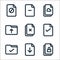 file and folder line icons. linear set. quality vector line set such as lock, download file, folders, selected, delete selection,