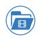 File, folder, office supplies icon blue version