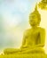 File folder papers placed on Buddha statue priest religion on golden background documents