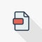 File format, document thin line flat color icon. Linear vector symbol. Colorful long shadow design.