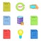 File processing icons set, cartoon style