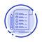 File, Report, Invoice, Card, Checklist Blue Dotted Line Line Icon