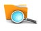 File search concept. Paper document folder and magnifying glass